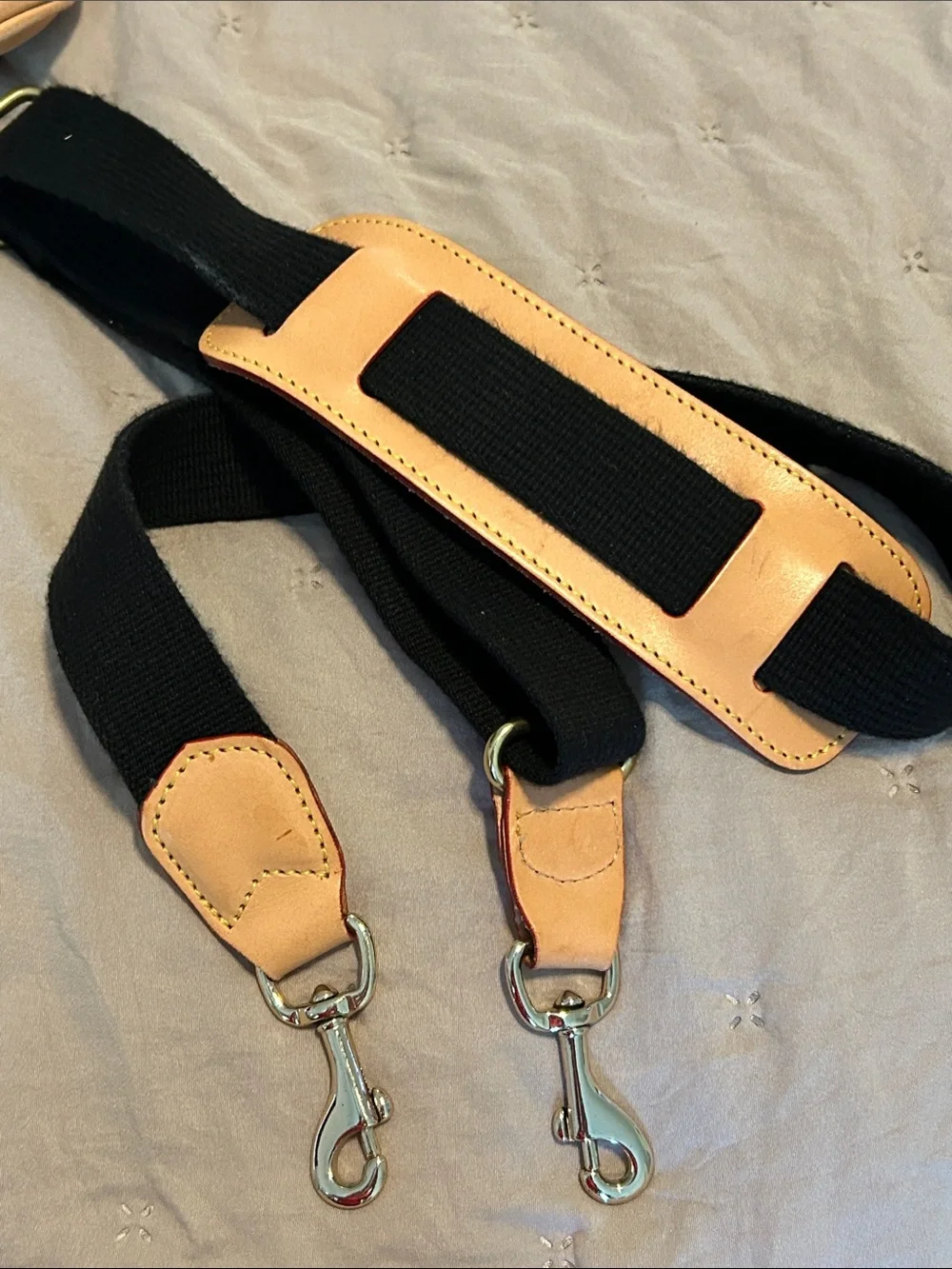 Dooney and Bourke Black and Tan Travel Tote Bag - Leather Trim